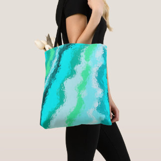 Bolsa Tote Padrão Expressivo e Pinturesco Azul Verde Turquesa