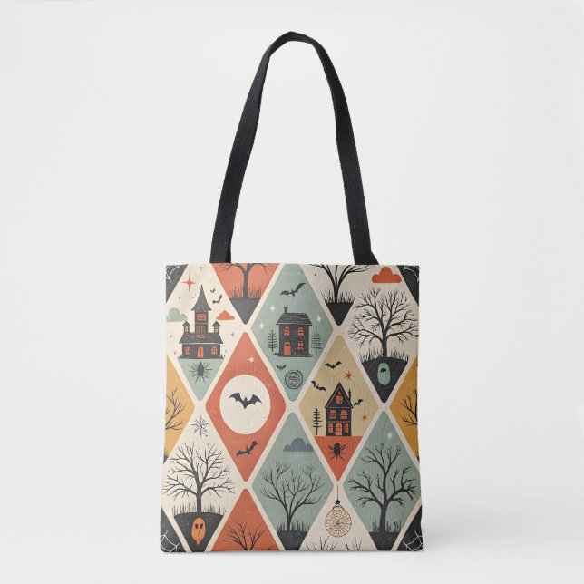 Bolsa Tote Padrão fantasma escuro (Frente)