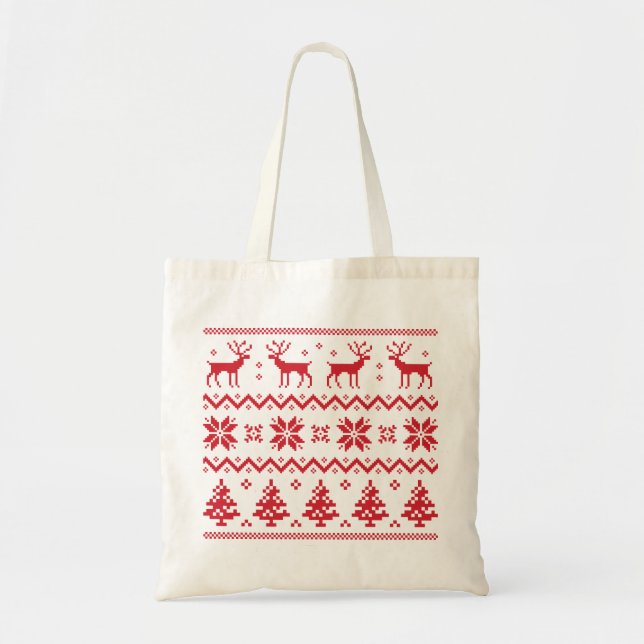 Bolsa Tote Padrão Feliz Natal 4 (Frente)