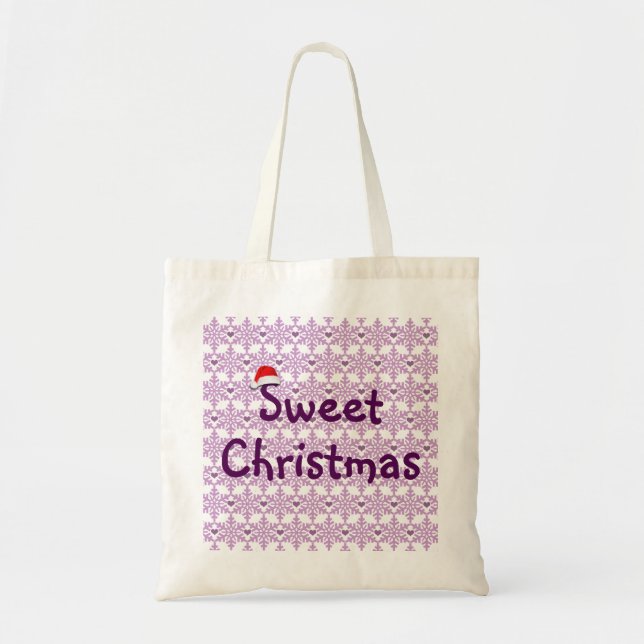 Bolsa Tote Padrão Floco de Neve de Natal doce (Frente)