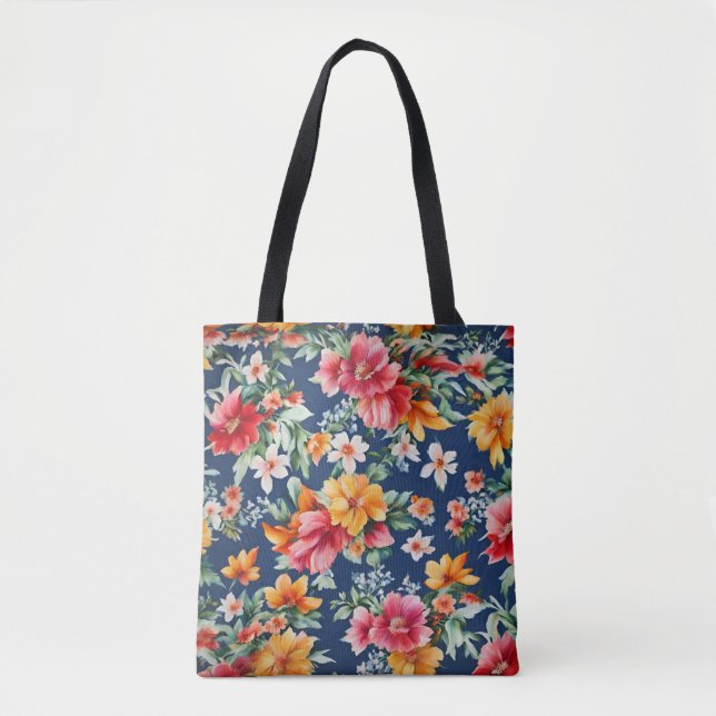 Bolsa Tote Padrão Floral Amarelo de Verão (Frente)