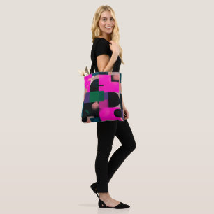 Bolsa Tote Padrão Floral Art Déco Moderno Verde