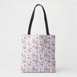 Bolsa Tote Padrão Floral Bonito