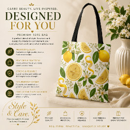 Bolsa Tote Padrão Floral Botânico e Limão Prensado Realista