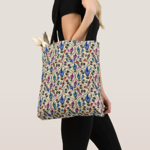 Bolsa Tote Padrão Floral Branca e Divertida