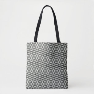 Bolsa Tote Padrão Floral Branco e Preto Sem Olho