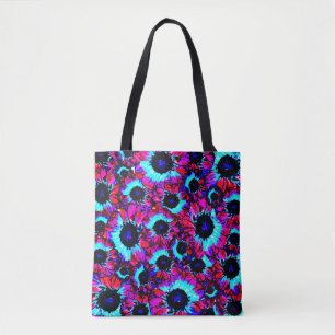 Bolsa Tote Padrão Floral Brilhante Colorido