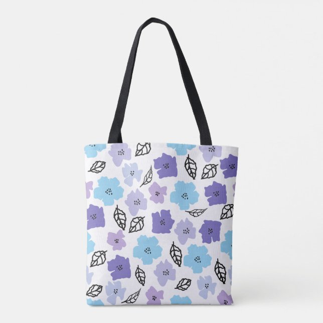 Bolsa Tote Padrão Floral Chic Desenhado À Mão (Verso)