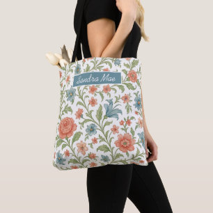 Bolsa Tote Padrão Floral Chic Personalizado de Compras