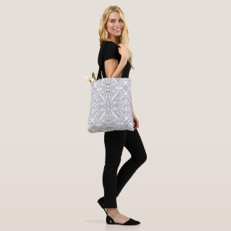 Bolsa Tote Padrão Floral Cinza Minimalista