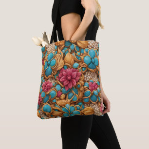 Bolsa Tote Padrão floral colorido