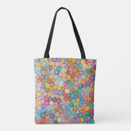 BOLSA TOTE PADRÃO FLORAL COLORIDO IMPRESSÃO BOTÂNICA