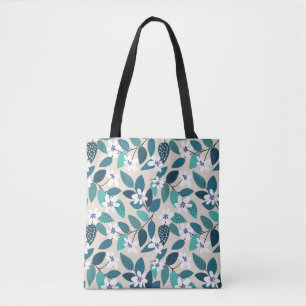 Bolsa Tote Padrão floral contínuo ventilado. Belo branco