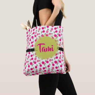 Bolsa Tote Padrão Floral Cor-de-Rosa Personalizado na moda