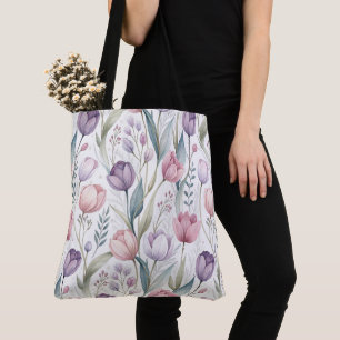 Bolsa Tote Padrão Floral das Tulipas Escandinavas