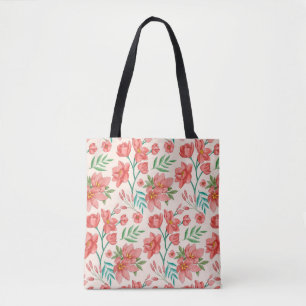 Bolsa Tote Padrão Floral De Aquarela Pintada À Mão- 54098