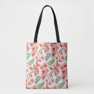 Bolsa Tote Padrão Floral De Aquarela Pintada À Mão- 54098