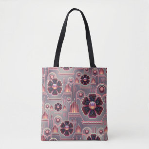 Bolsa Tote Padrão floral de arte deco vegetação geométric