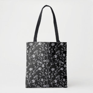 Bolsa Tote Padrão Floral De Contorno Sem Vintagem. Desenhar m