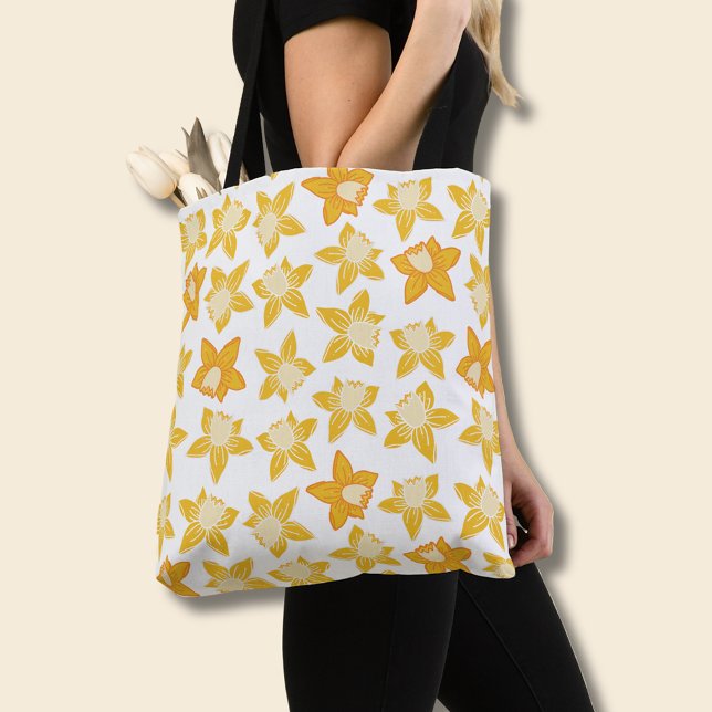 Bolsa Tote Padrão Floral de Daffodil Amarelo primavera (Daffodil spring floral tote bag)