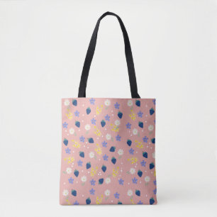 Bolsa Tote Padrão Floral de Flor Silvestre e Amora