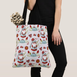Bolsa Tote Padrão Floral de Gnomo Escandinavo Fofo