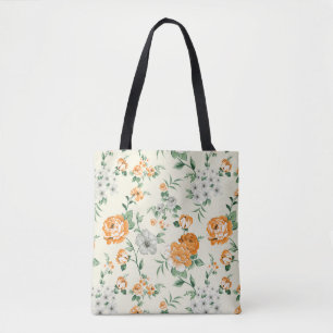 Bolsa Tote Padrão Floral de Jardim Amarelo Suave