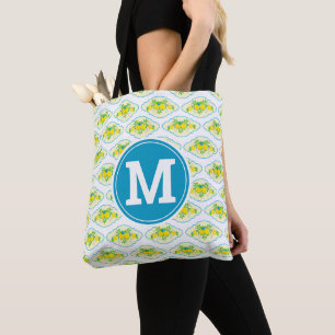 Bolsa Tote Padrão Floral de Limões Azuis e Amarelos de Verão