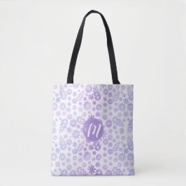 Bolsa Tote Padrão Floral Desenhado da lavanda e Monograma