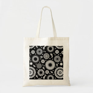 Bolsa Tote Padrão floral do vetor preto e branco