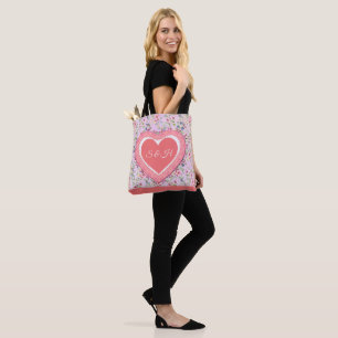 Bolsa Tote Padrão Floral Elegante Colorido de Primavera em Aq