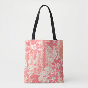 Bolsa Tote Padrão floral em tons de pêssego modernos