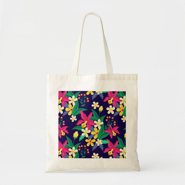 Bolsa Tote Padrão Floral Exótico Colorido-23021 (Frente)