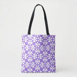 Bolsa Tote Padrão Floral Geométrico Moderno Lavanda e Branco