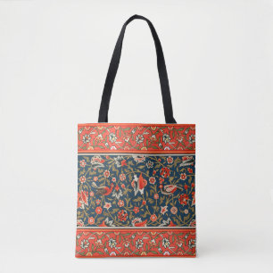 Bolsa Tote Padrão Floral Indo-Persa Boêmio Vintage Vermelho
