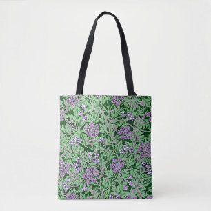 Bolsa Tote Padrão floral lilás e verde
