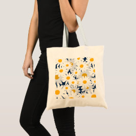 Bolsa Tote Padrão Floral Margarida Amarela Fofa