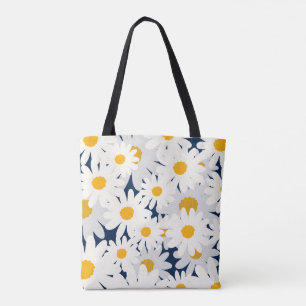 Bolsa Tote Padrão Floral Margarida Amarela Fofa