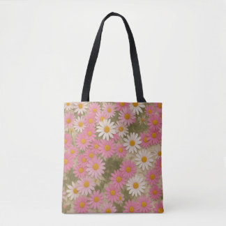 Bolsa Tote Padrão Floral Margarida Retro Estética Design