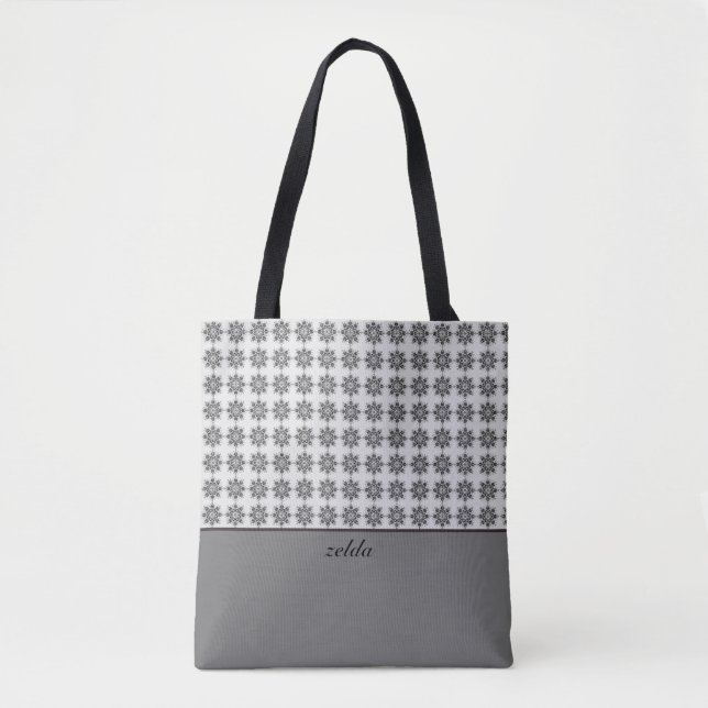 Bolsa Tote Padrão Floral Moderno do Damask (Frente)