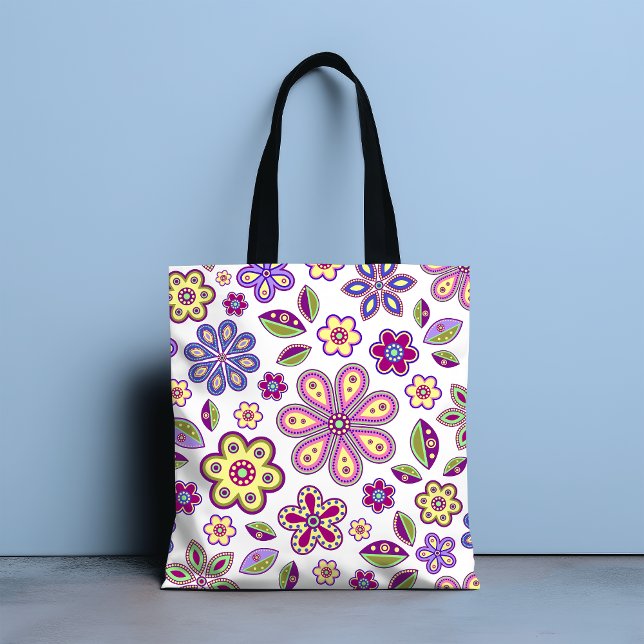 Bolsa Tote Padrão Floral Moderno Hippie | Botânica (Criador carregado)