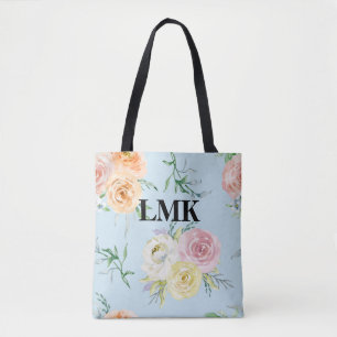 Bolsa Tote Padrão Floral Monograma