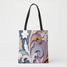 Bolsa Tote Padrão Floral Pastel Elegante em Relevo