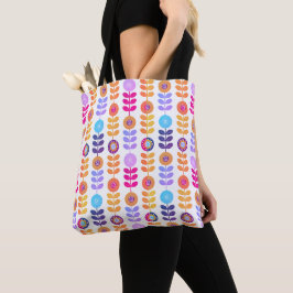 Bolsa Tote Padrão Floral Retrato Colorido