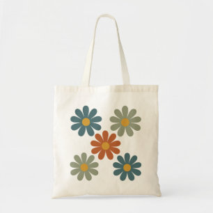 Bolsa Tote Padrão Floral Retro dos Anos 70 Groovy Daisy