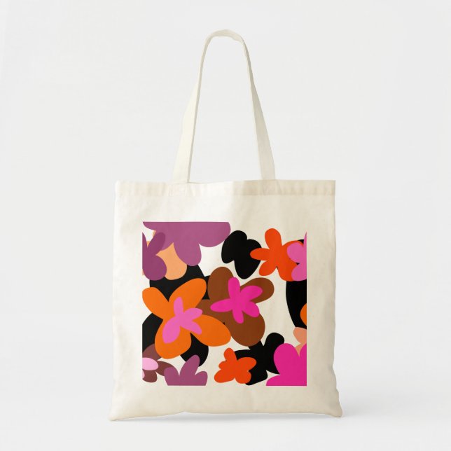 Bolsa Tote Padrão floral rosa (Frente)