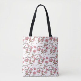 Bolsa Tote Padrão Floral Rosa de Flor de Cerejeira Momfulness