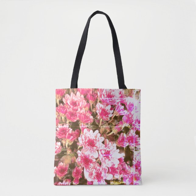 Bolsa Tote Padrão Floral Rosa – Design Botânico Suave (Frente)