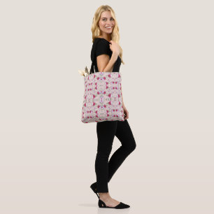 Bolsa Tote Padrão Floral Rosa e Borgonha Elegante Vintage