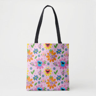 Bolsa Tote Padrão Floral Rosa Rosa da Rua Sésamo